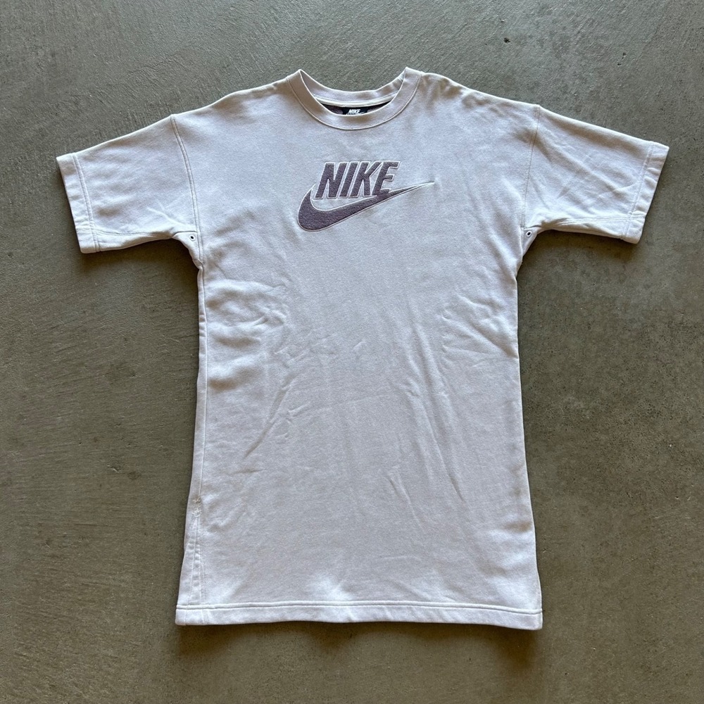 Nike Sportswear Fleece Dress Womens Medium Gray Purple Short Sleeve Crewneck CU6